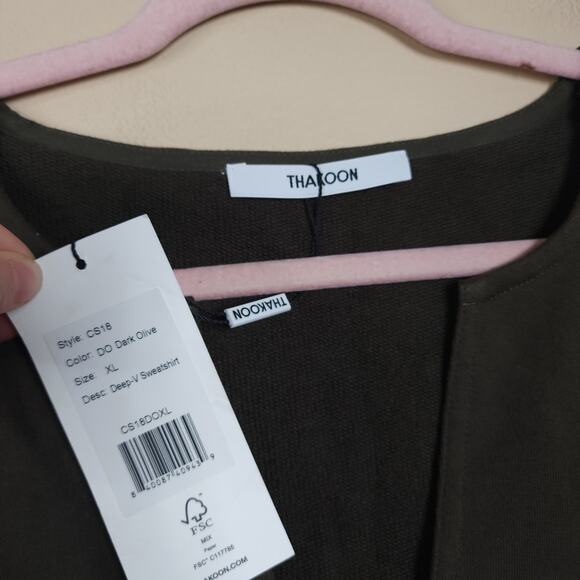 Thakoon Olive Deep V Neck Sweater Size XL - Picture 6 of 8
